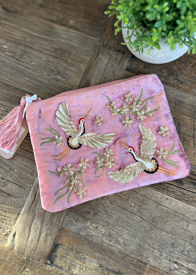 Dusky Pink Cranes Pouch