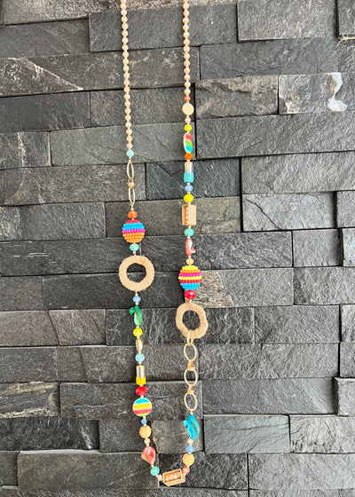 Multicoloured Bead Long Necklace