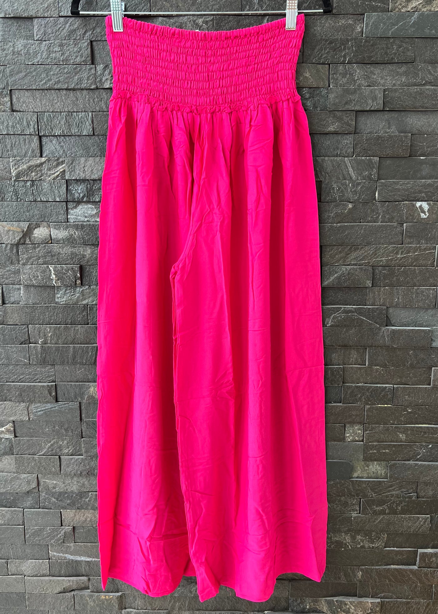 Fuchsia Shirred Waist Trousers