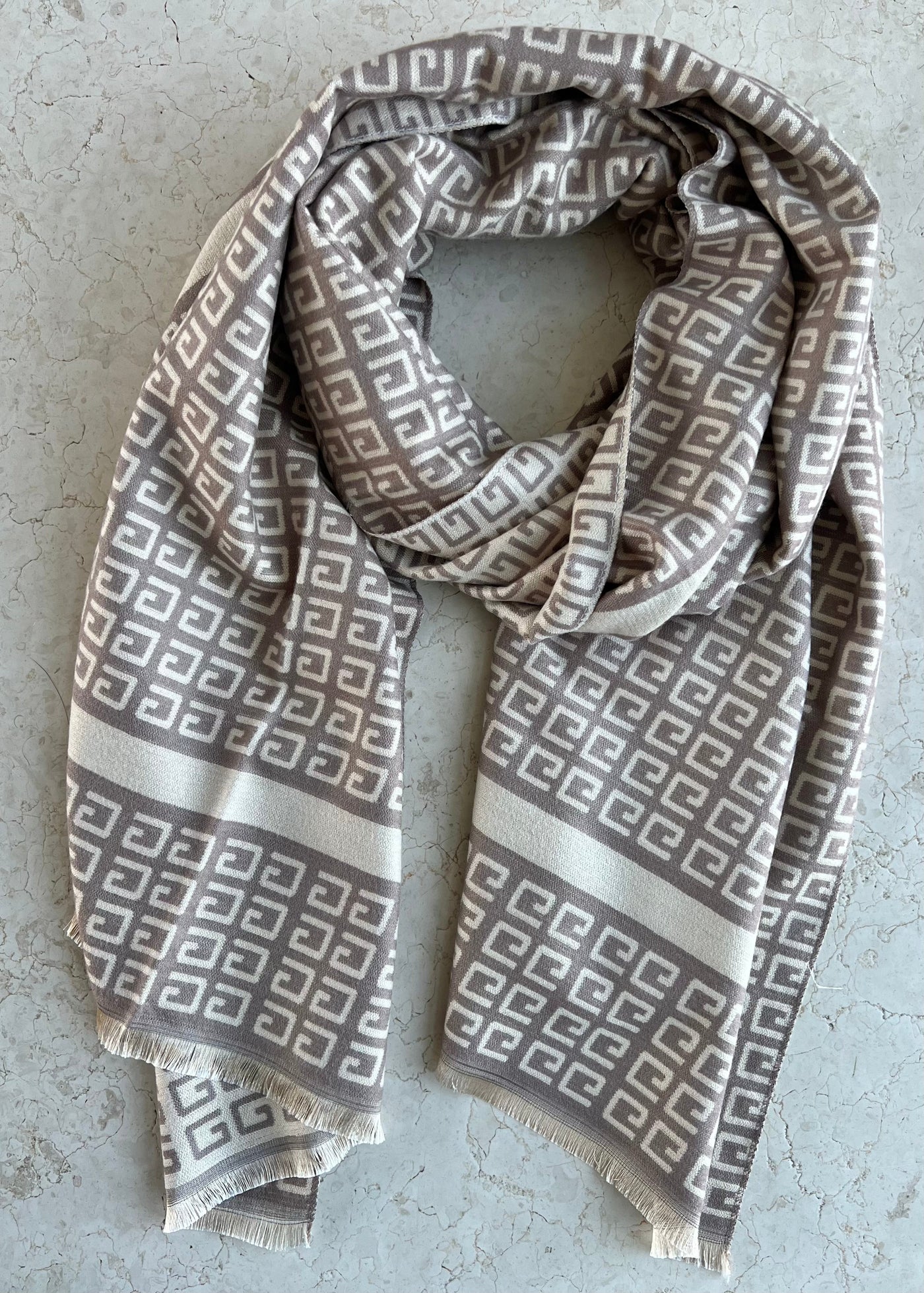 Taupe G Print Scarf