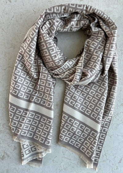 Taupe G Print Scarf