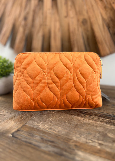 Orange Velvet Makeup Bag