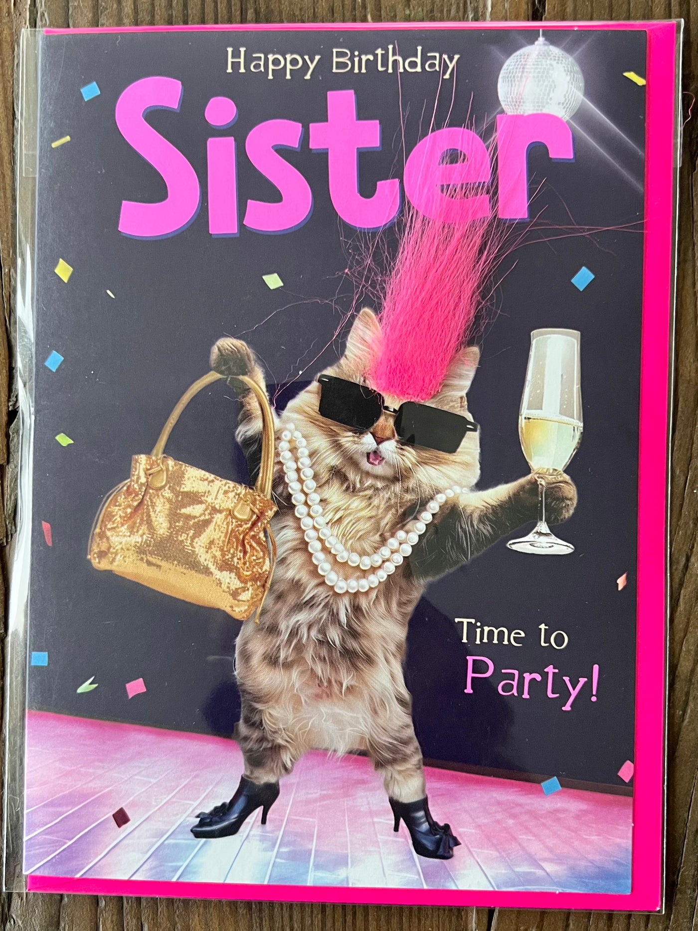 Fluffy Cat Sister Birthday Card