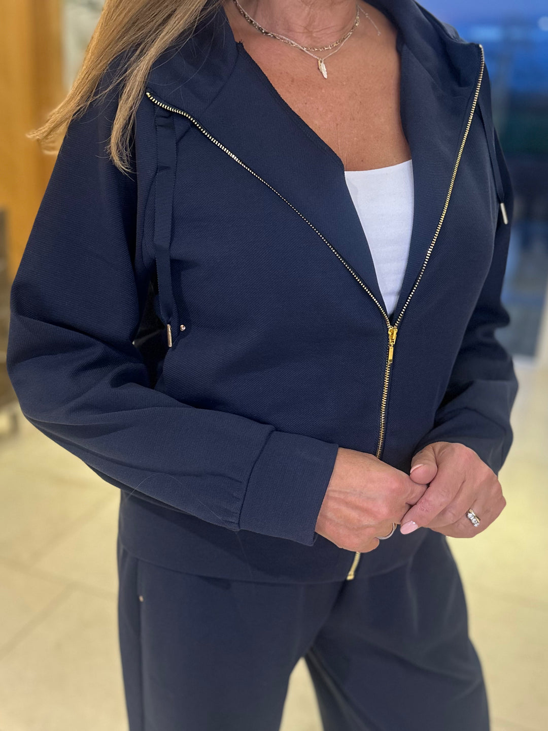 Fransa Navy Priya Hoodie