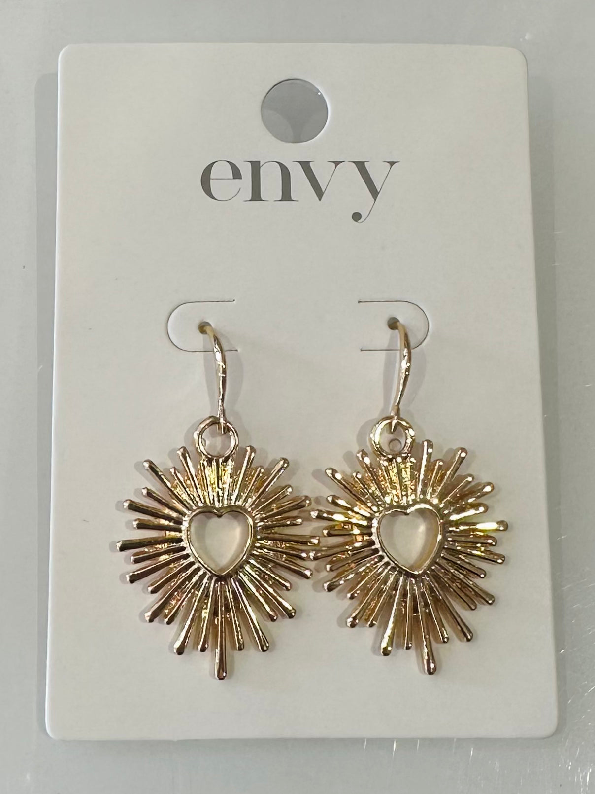 Gold Heart Burst Earrings