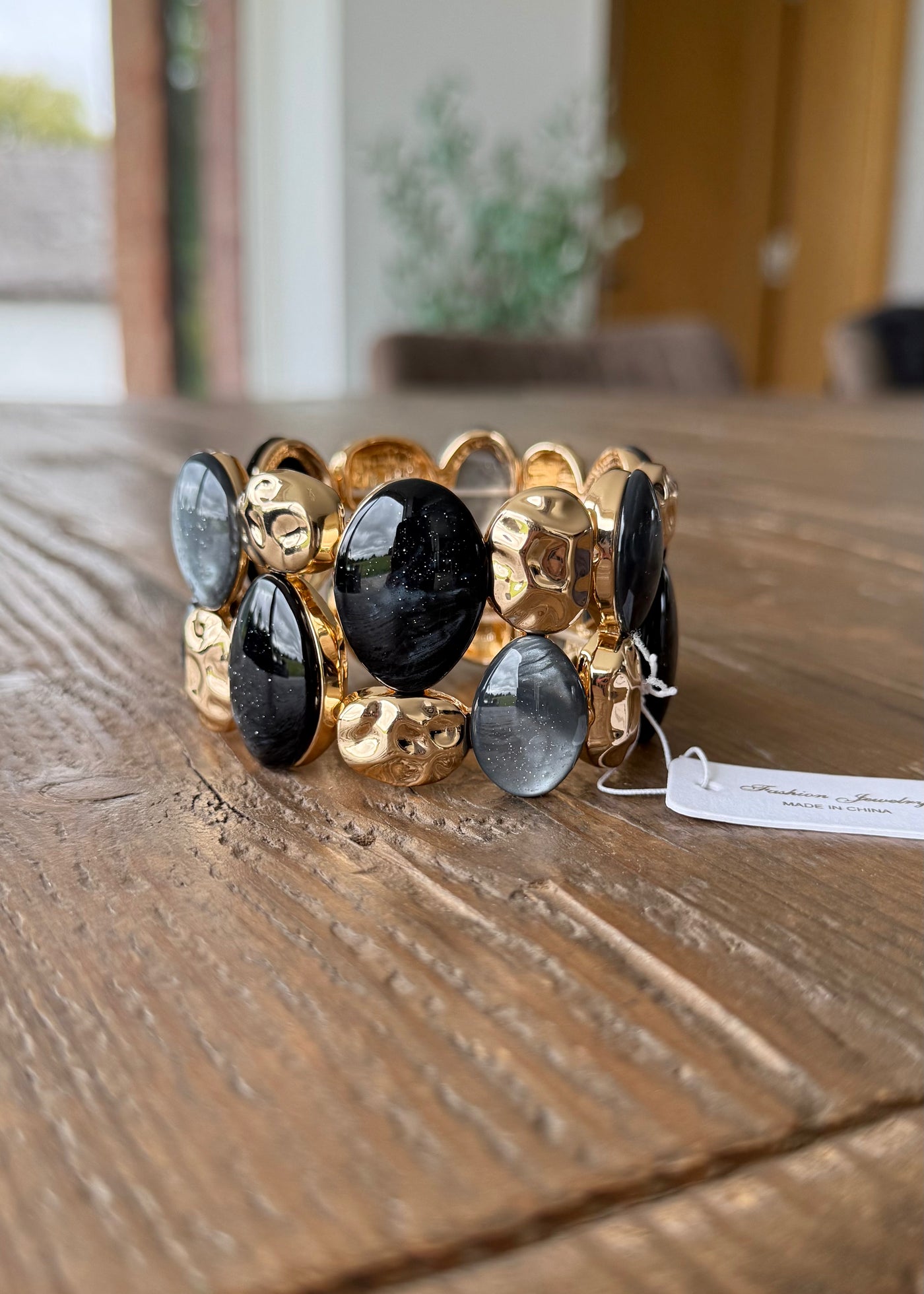 Grey & Gold Stones Bracelet
