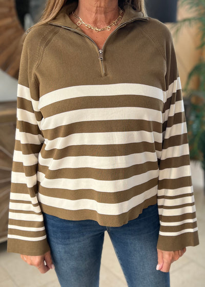 Byoung Striped Half Zip Jumper