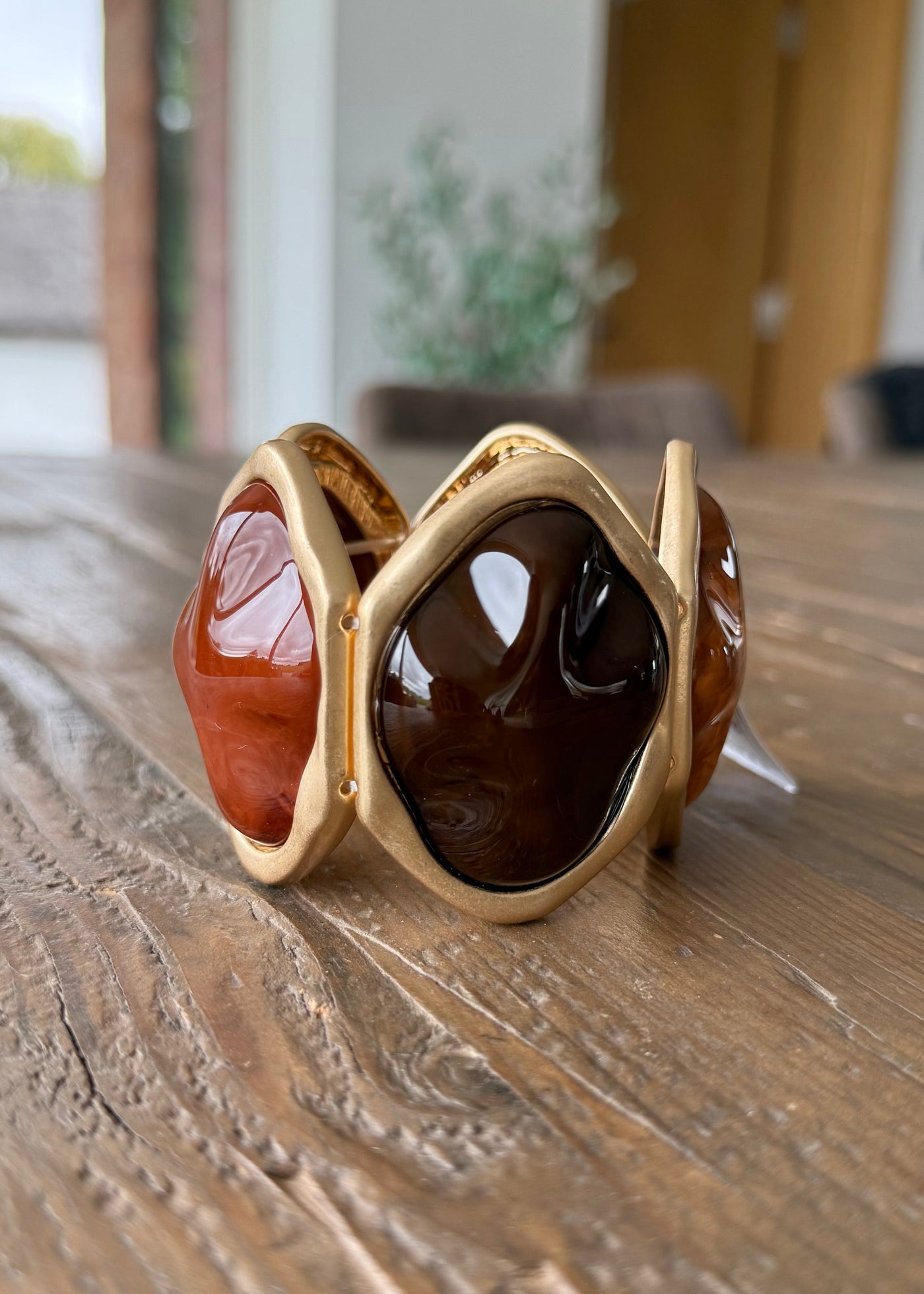 Rust & Black Large Stones Bracelet