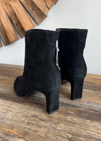 Black Suede Leather Heeled Boots