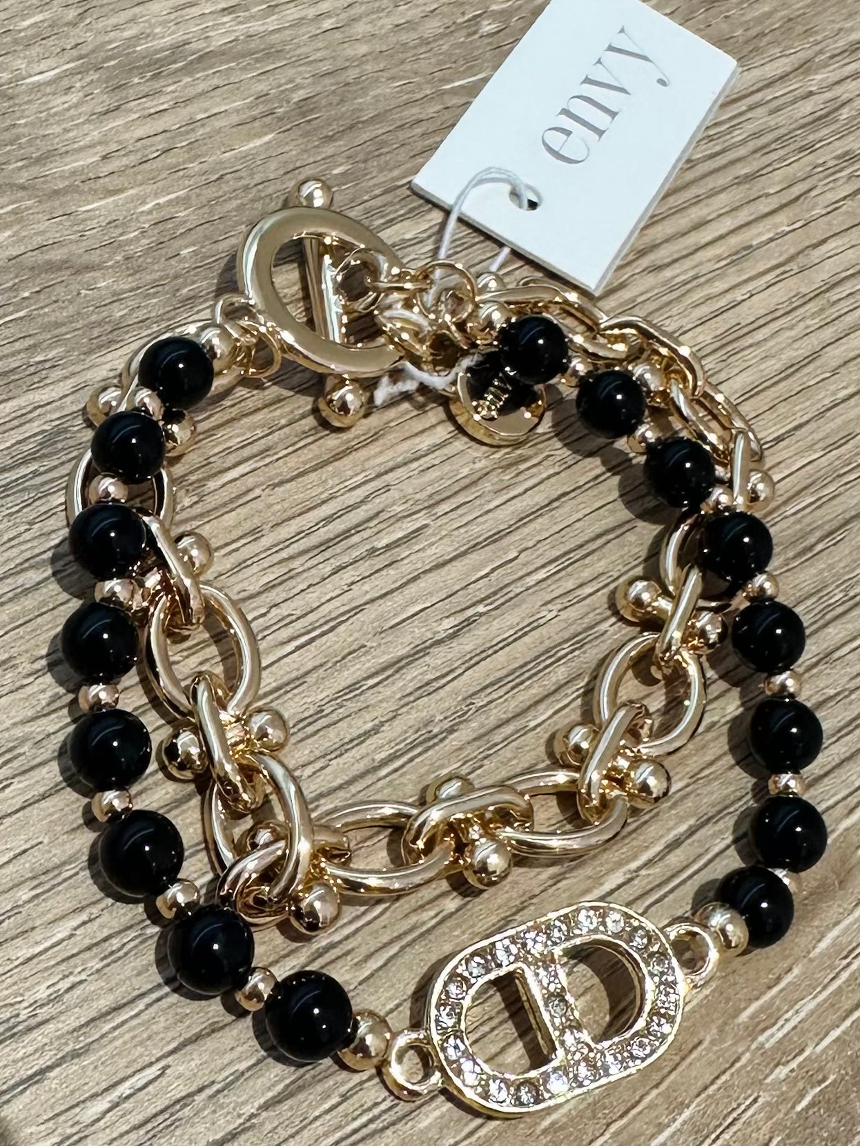 Black & Gold D Link Bracelet