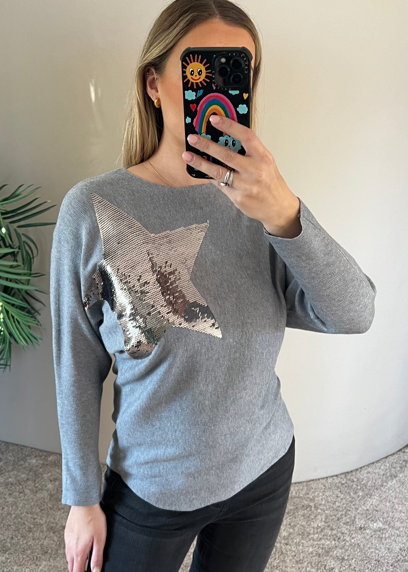 Grey Sequin Star Jumper