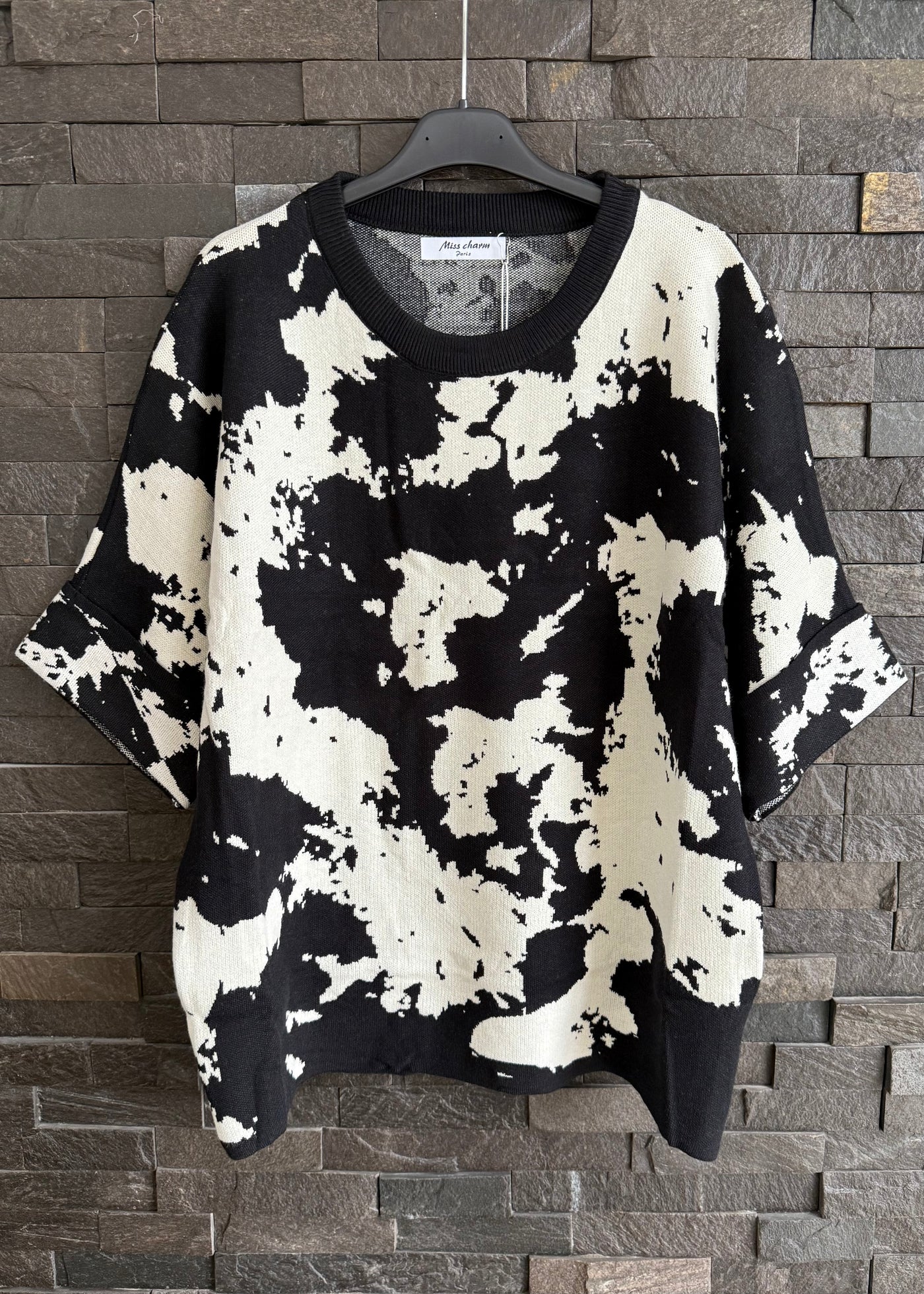 Black Cow Print Jumper