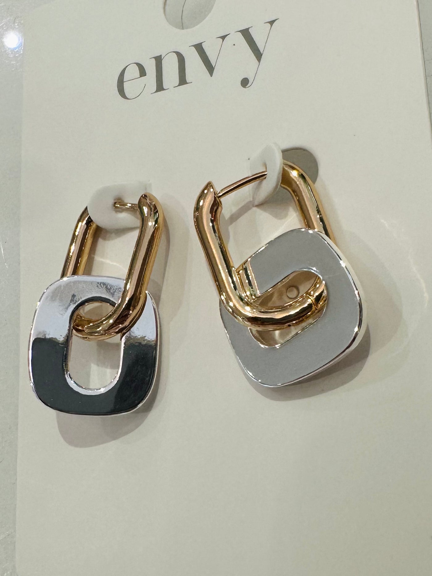 Two Tone Link Hoop Earrings