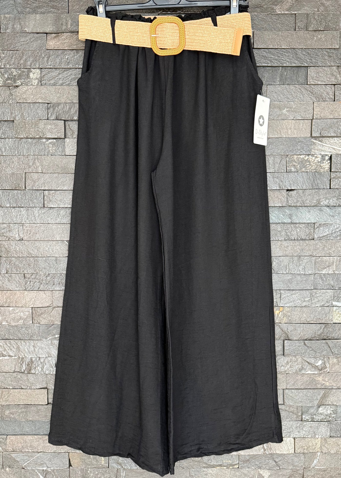 Black Wide Leg Trousers & Belt