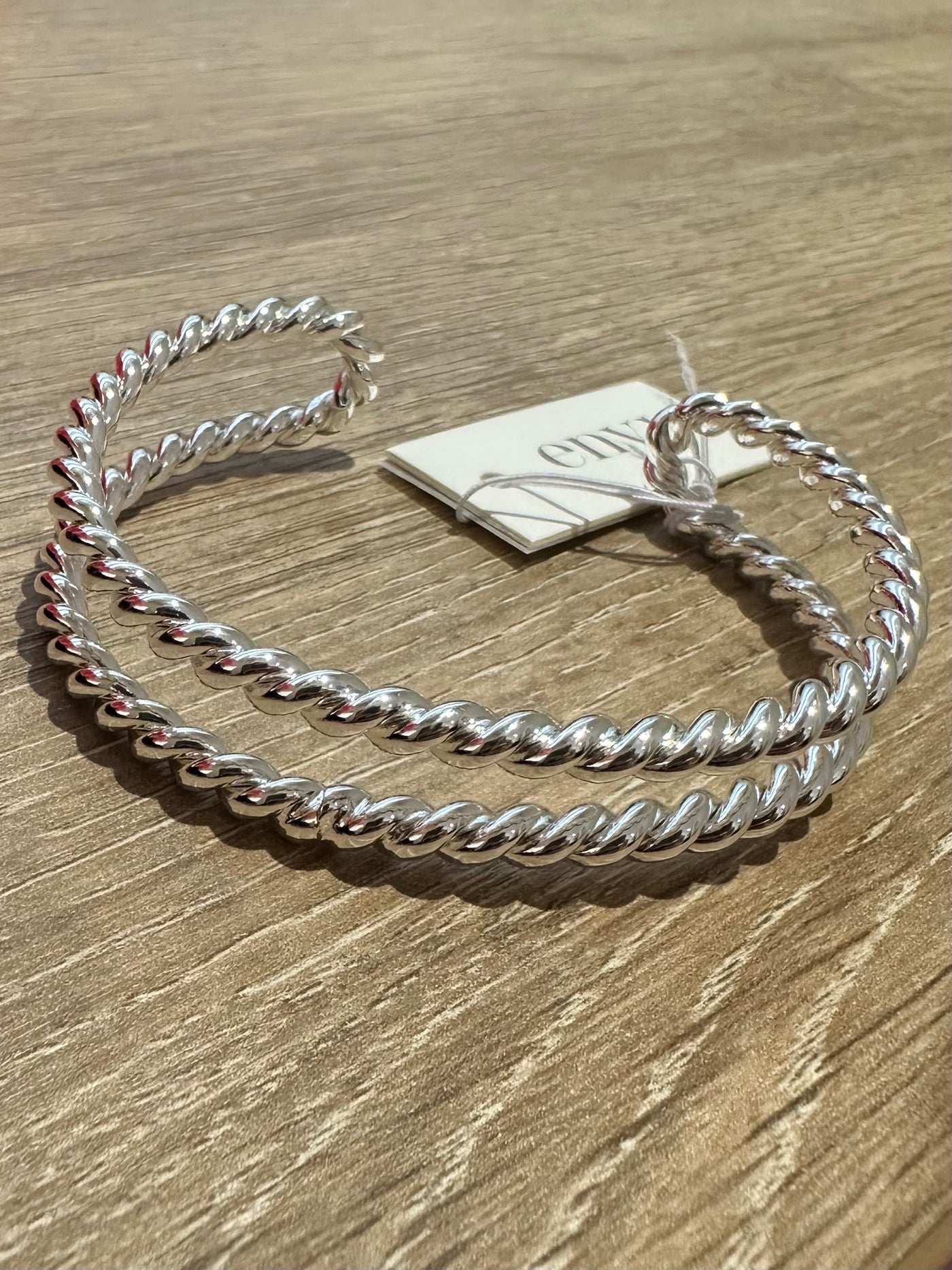 Silver Double Rope Bangle
