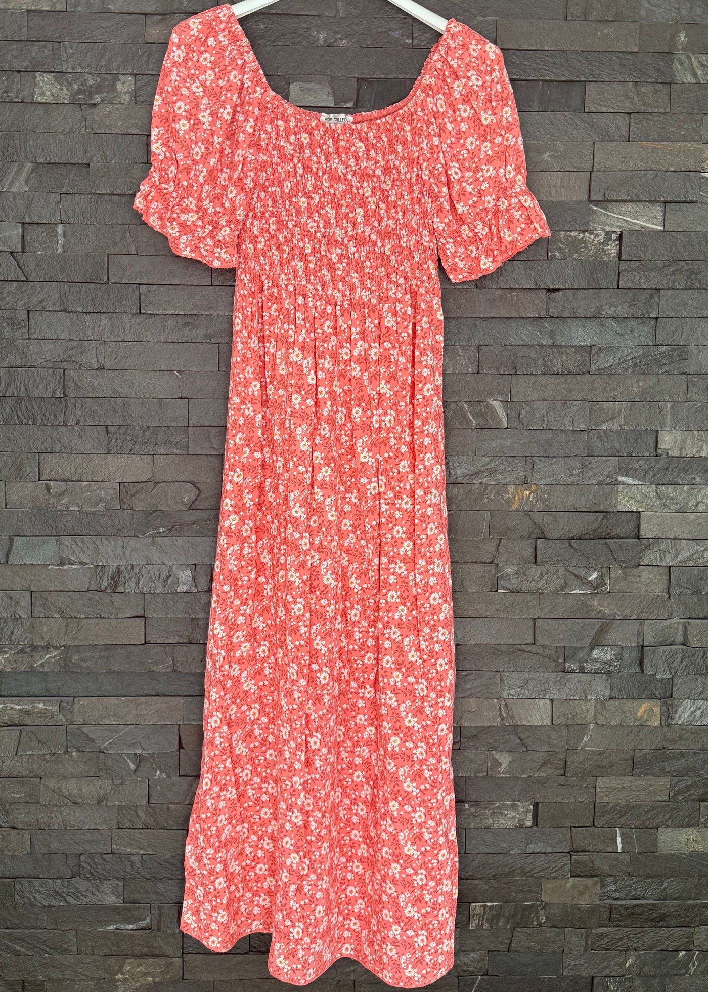 Coral Ditsy Floral Dress
