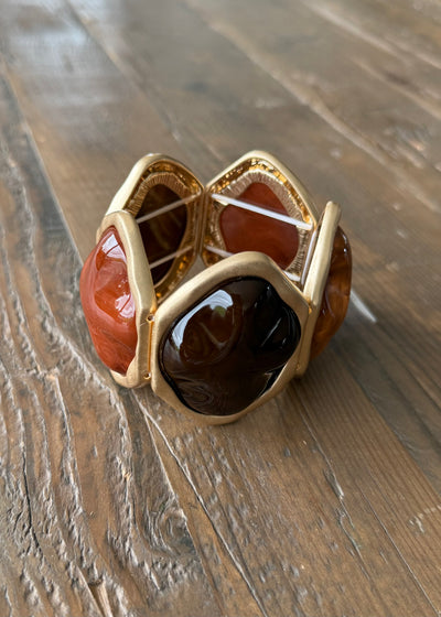 Rust & Black Large Stones Bracelet