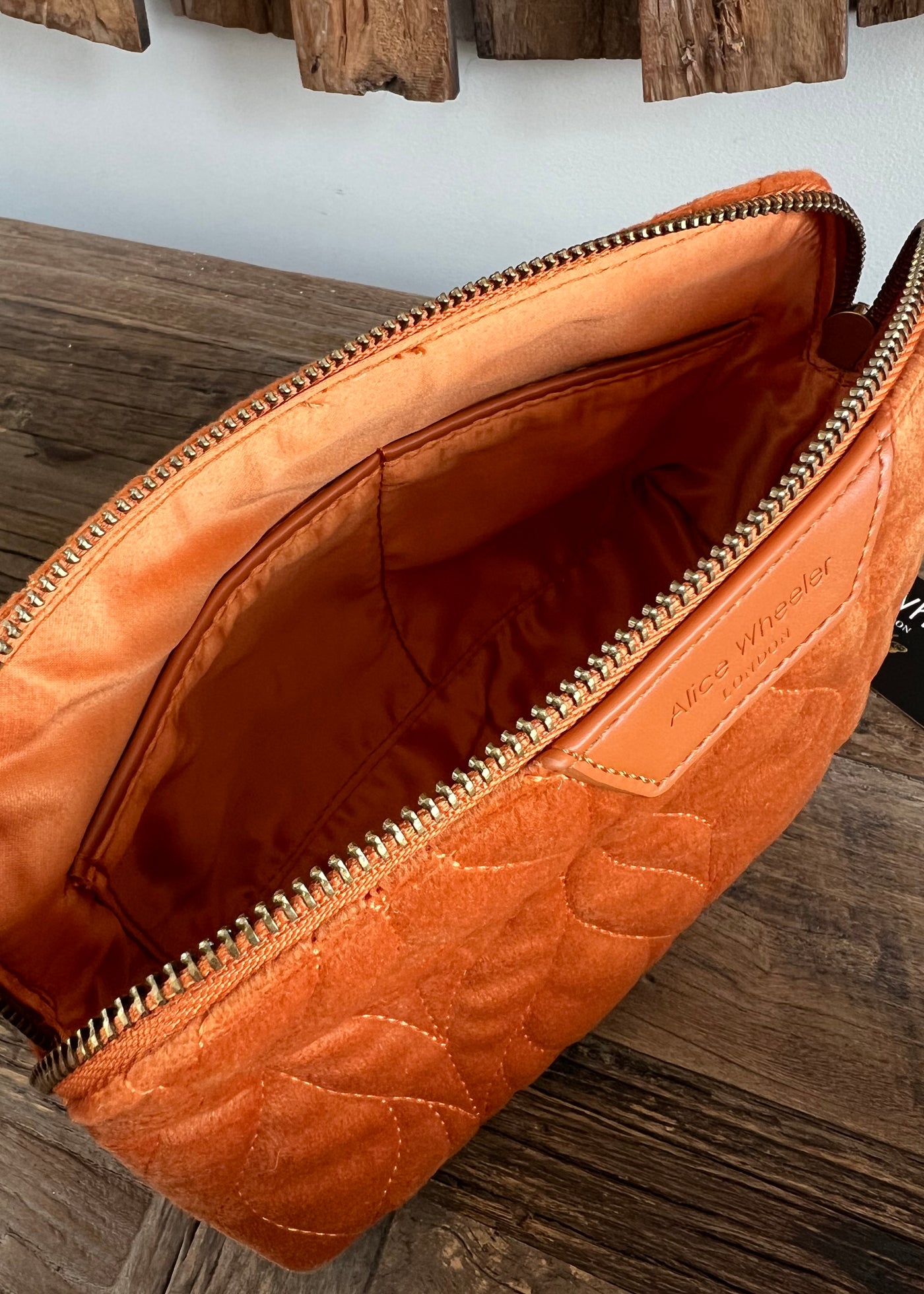 Orange Velvet Makeup Bag