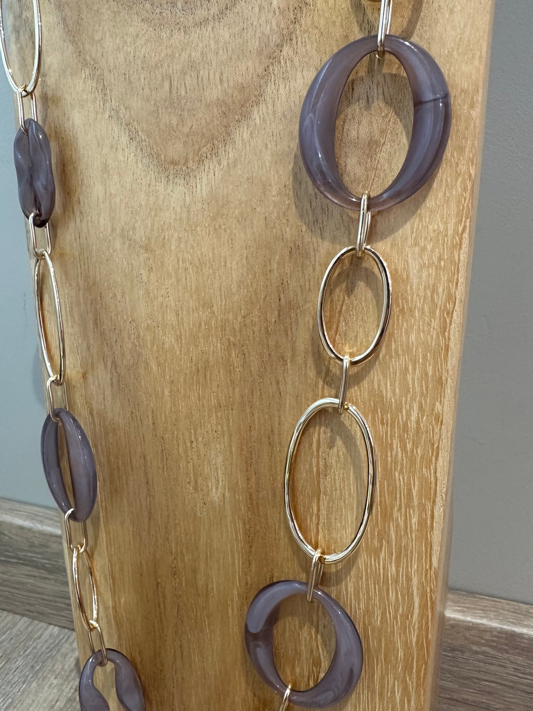 Gold & Purple Oval Link Necklace