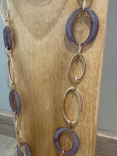Gold & Purple Oval Link Necklace