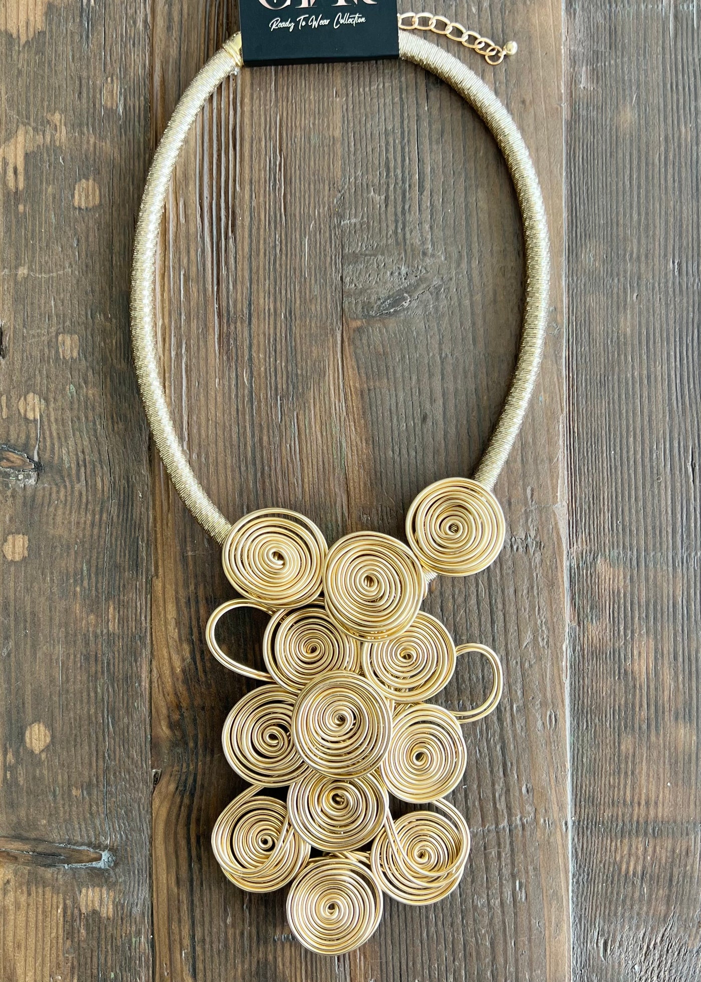 Gold Swirl Statement Necklace