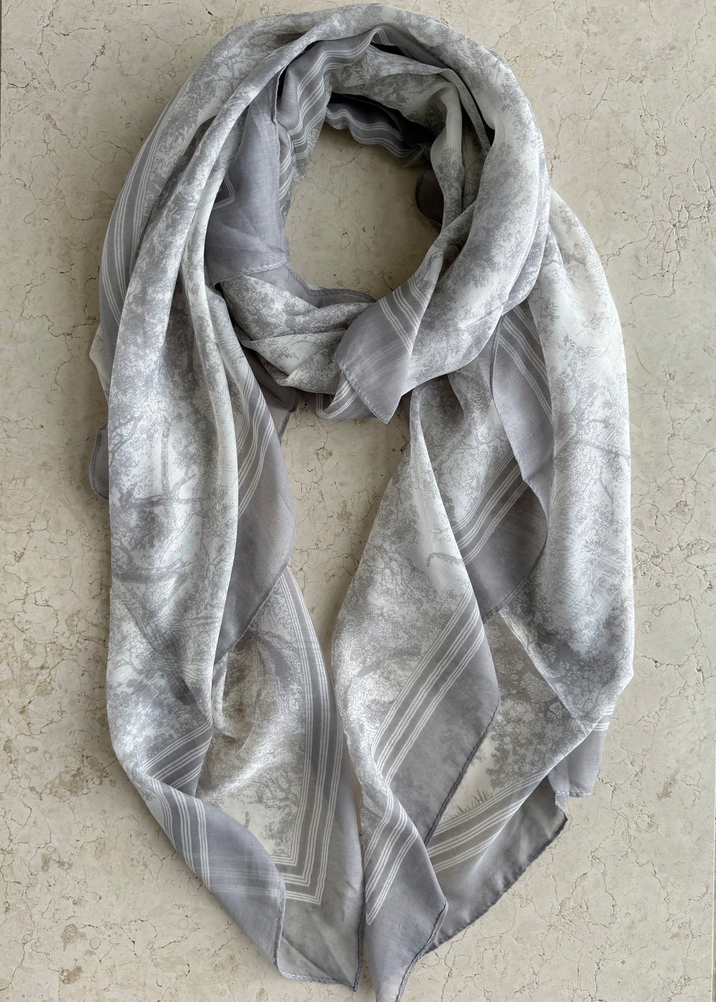 Grey Forest Print Scarf