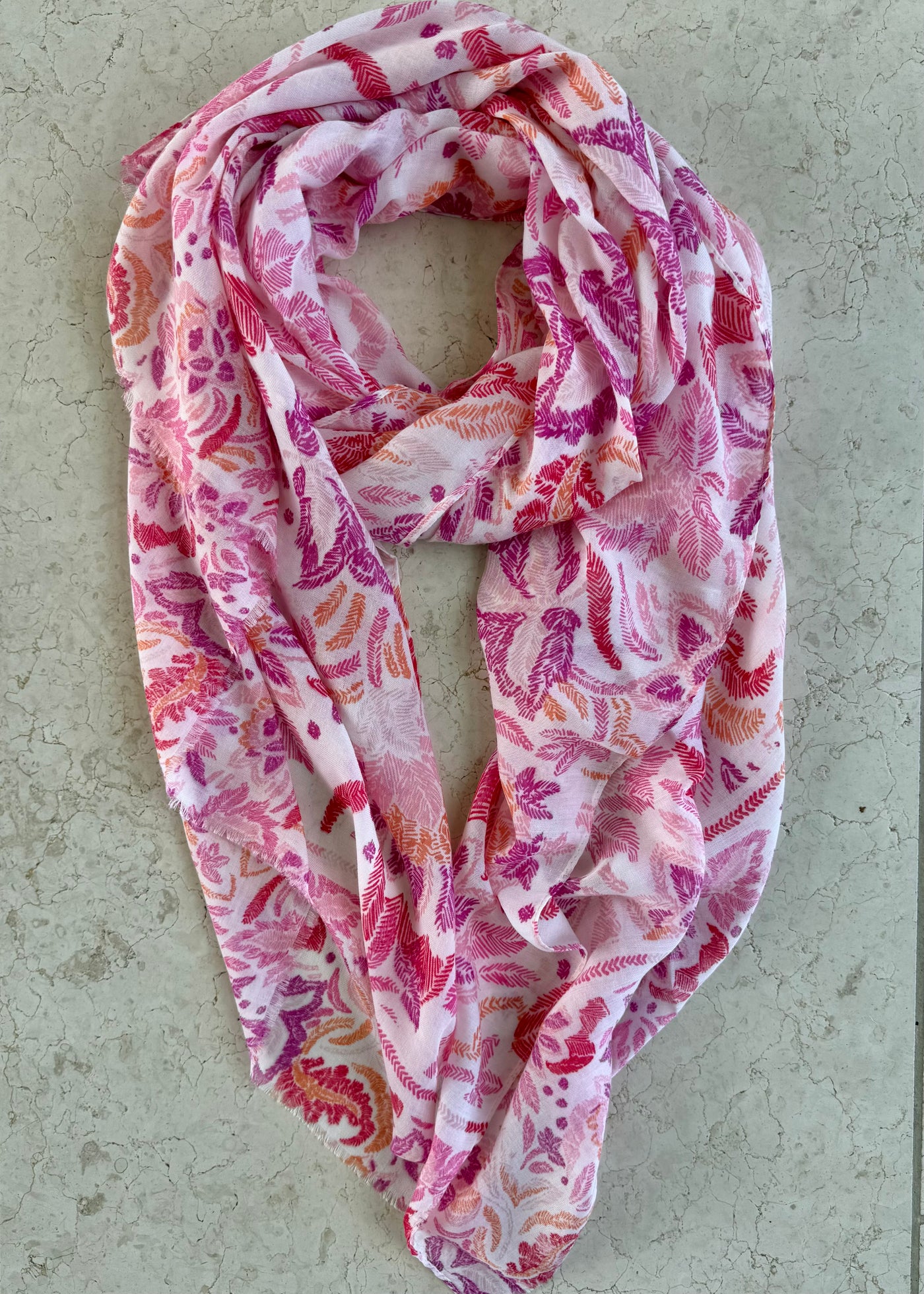 Pink Leaves Scarf