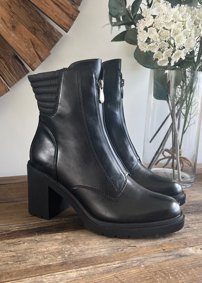 Black zip front 2024 boots