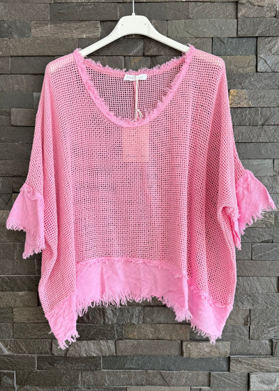 Pink Textured Edge Knit