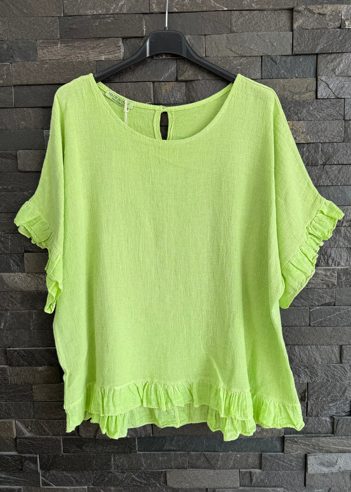 Lime Green Waffle Frill Top