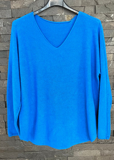 Cobalt Seam Detail V Neck Knit