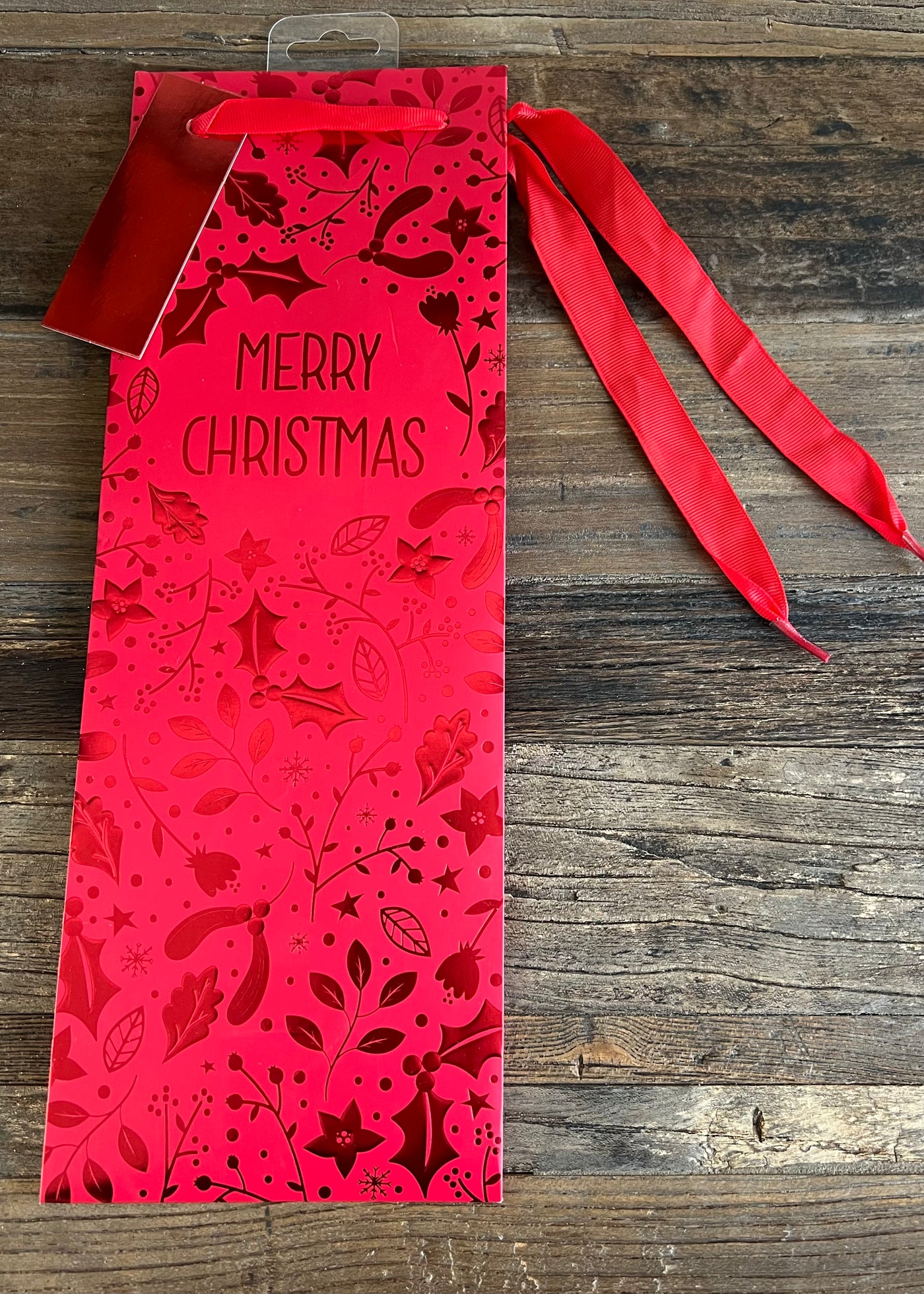 Red Foiled Christmas Bottle Bag