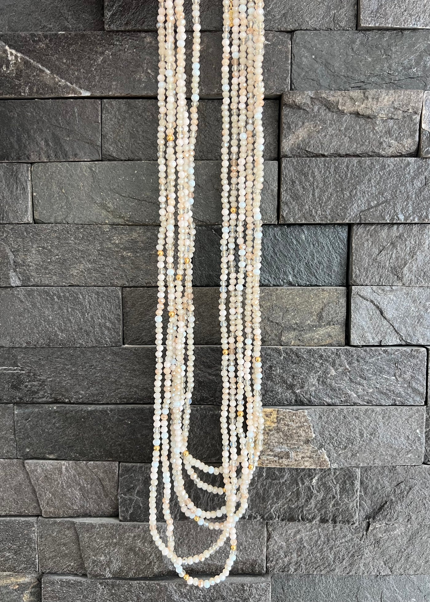 Neutral Bead Multi Layered Necklace