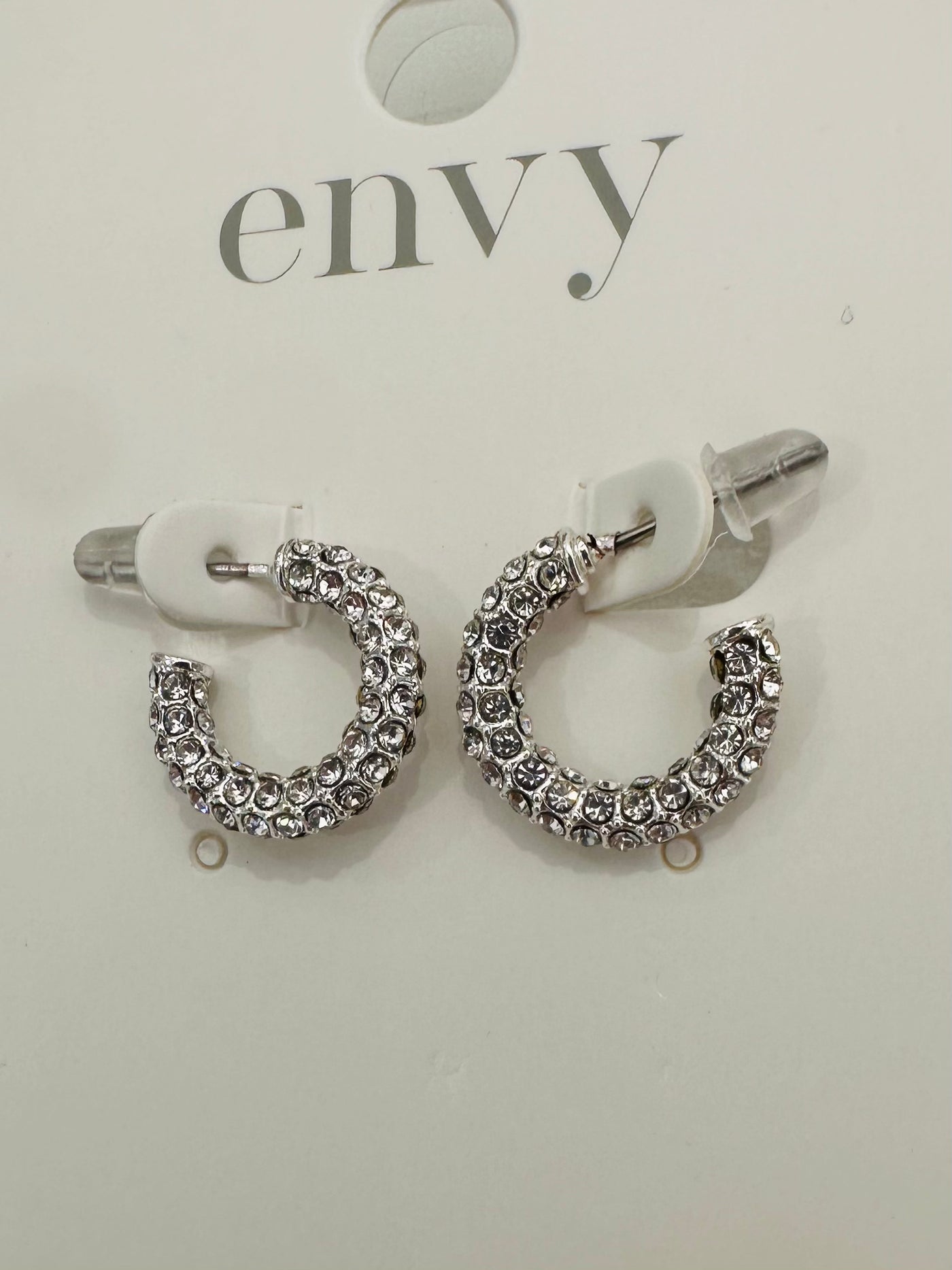 Silver Small Diamante Hoop Earrings