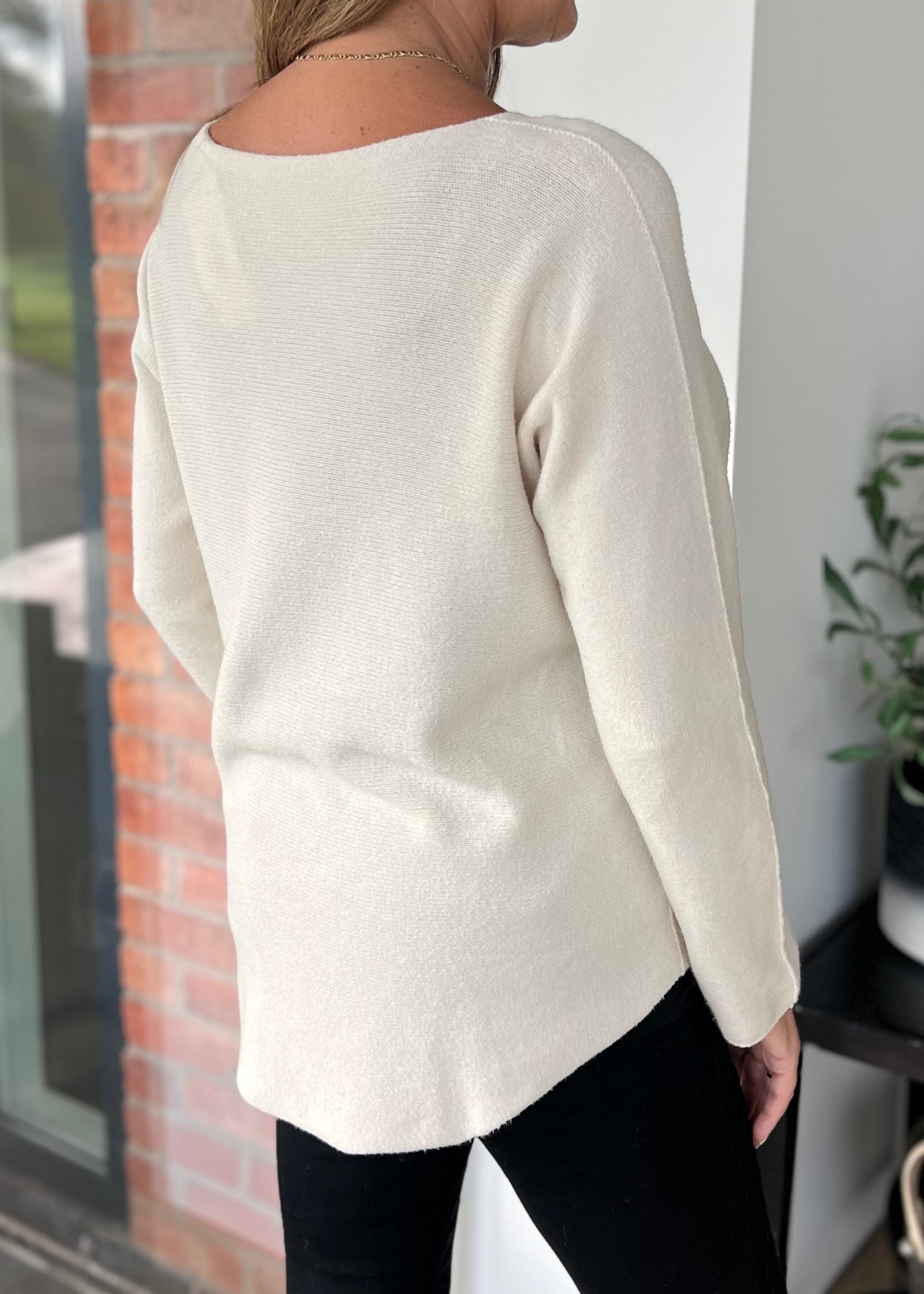 Cream Seam Detail Knit