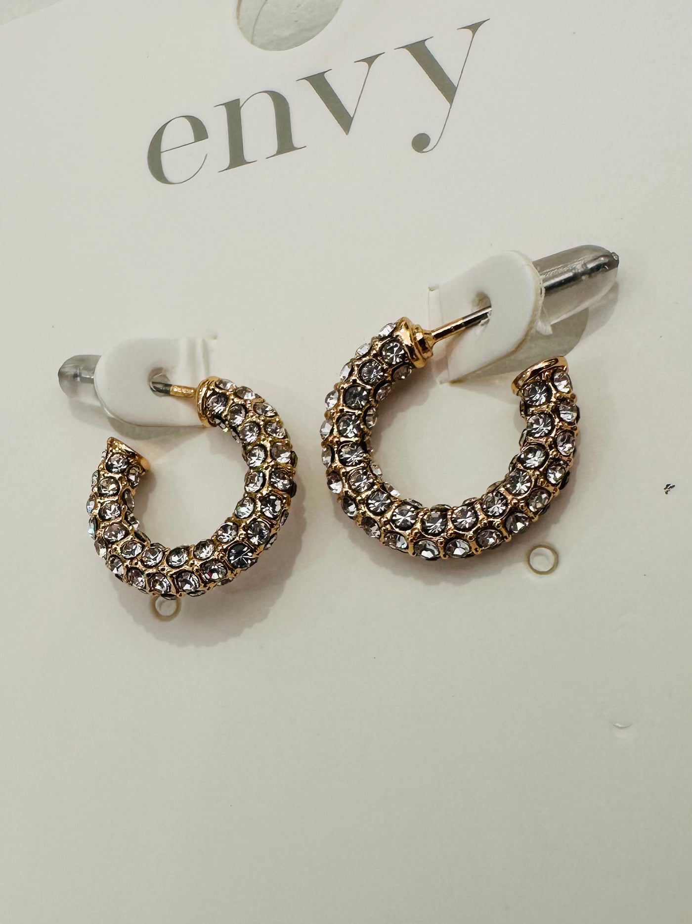 Gold Small Diamante Hoop Earrings