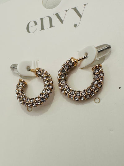 Gold Small Diamante Hoop Earrings