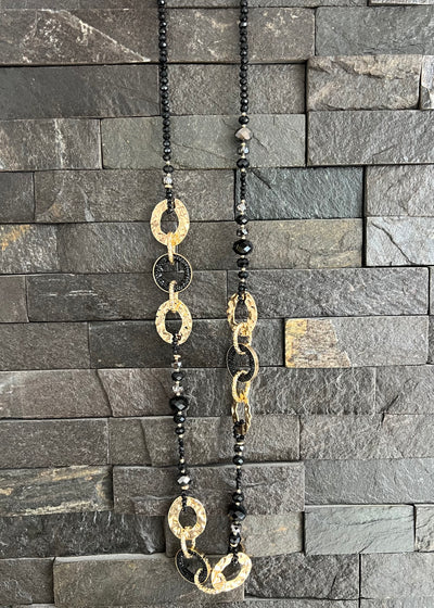 Black & Gold Circle Links Necklace