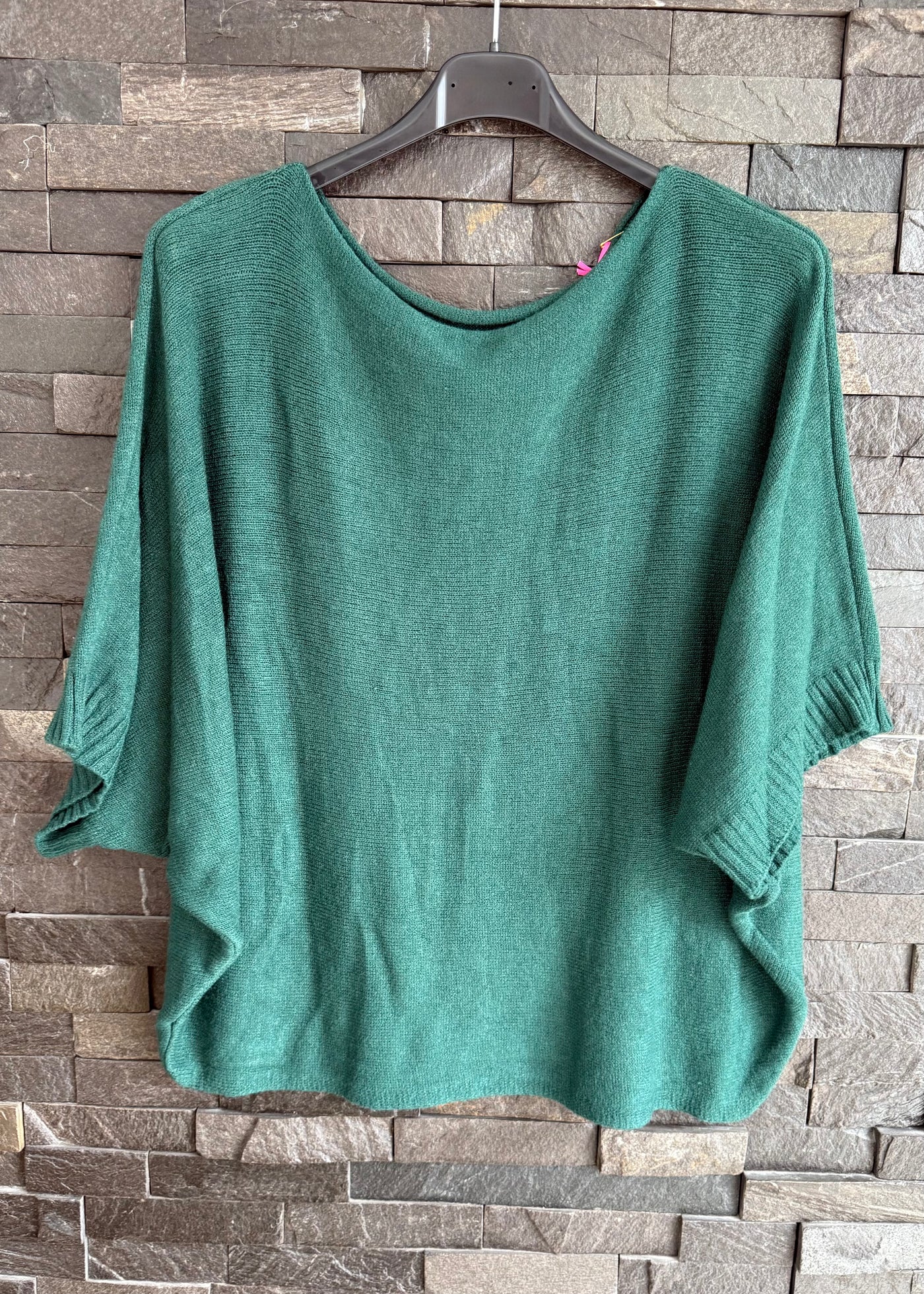 Forest Green Rib Edge Sleeve Jumper