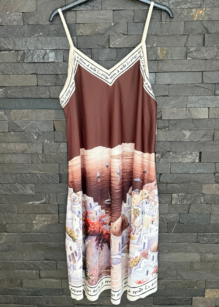 Chocolate Santorini Satin Dress