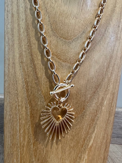 Gold Heart Burst Necklace