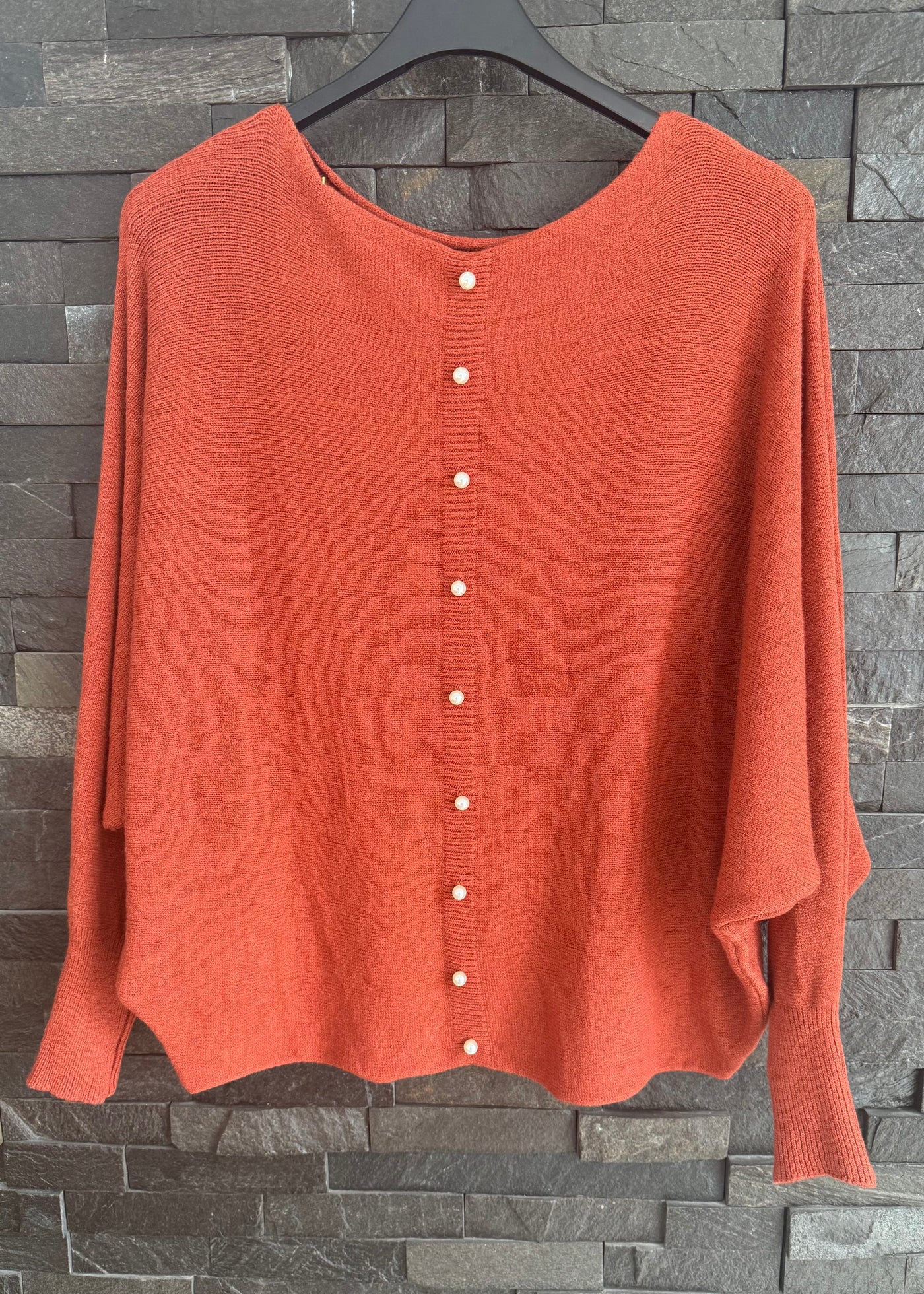 Rust Orange Pearl Back Jumper