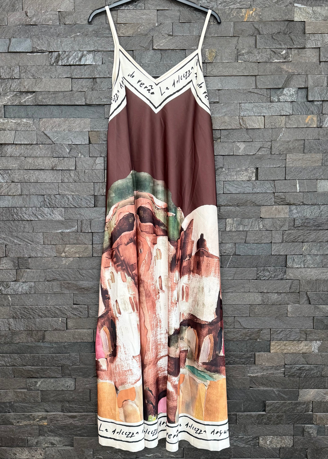 Chocolate Tuscan Satin Maxi Dress