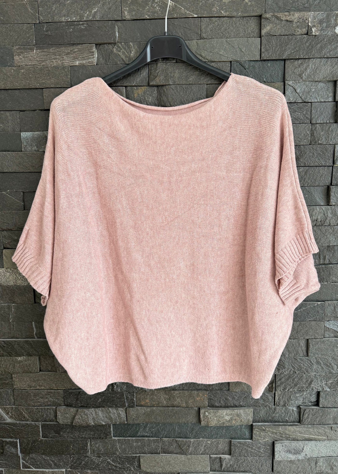 Pink Marl Rib Edge Sleeve Jumper