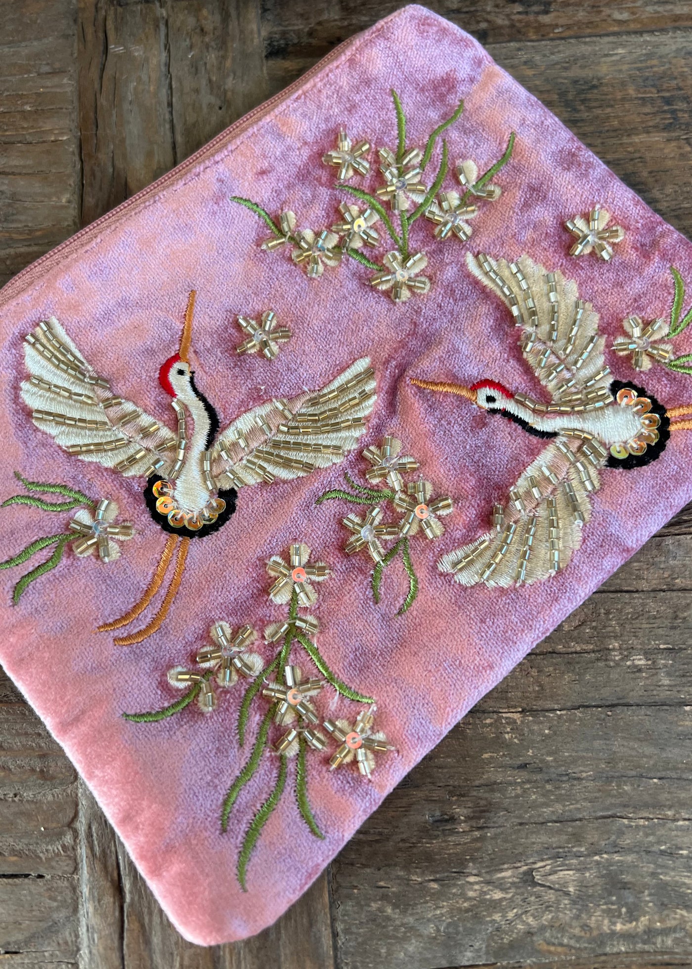 Dusky Pink Cranes Pouch