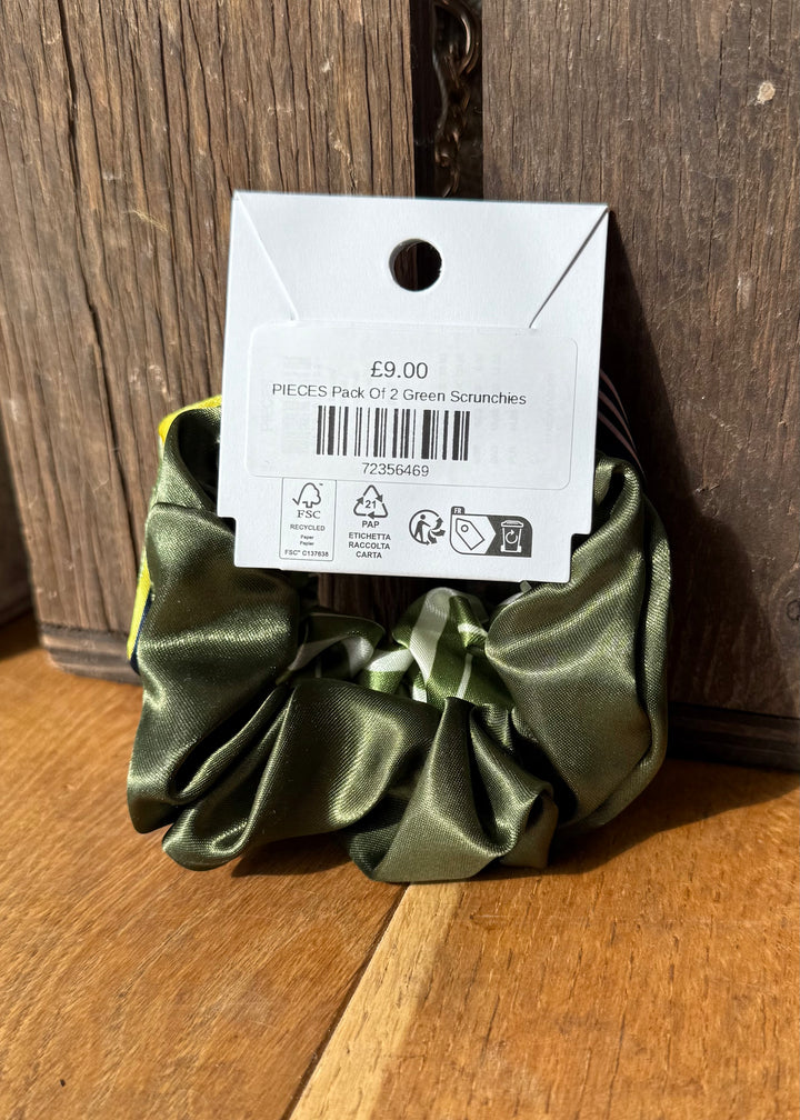 PIECES Pack Of 2 Green Scrunchies
