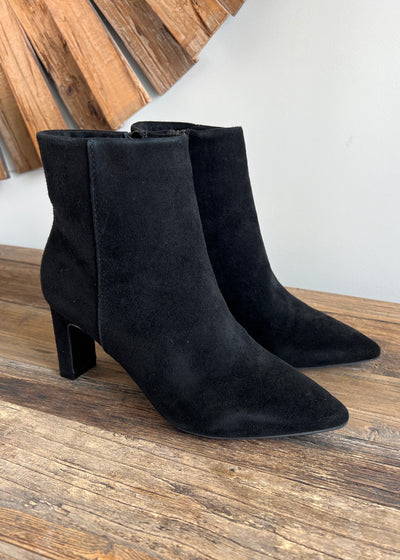 Black Suede Leather Heeled Boots