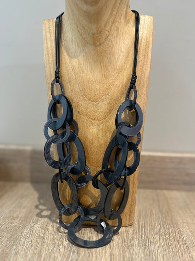 Black Resin Circles Necklace