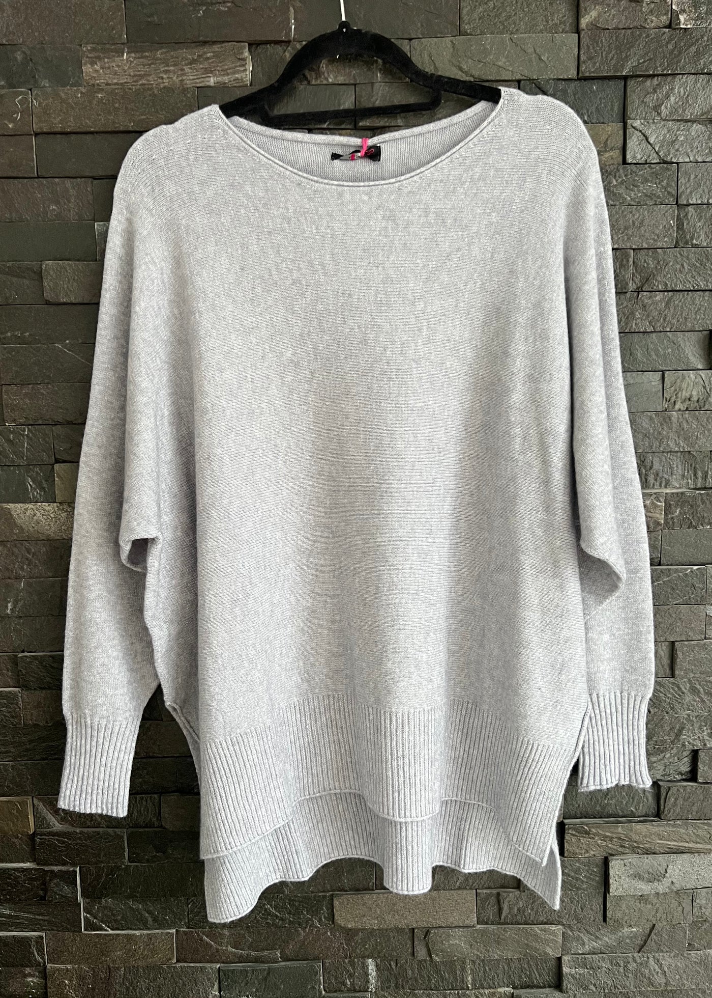 Grey Drop Shoulder Batwing Jumper