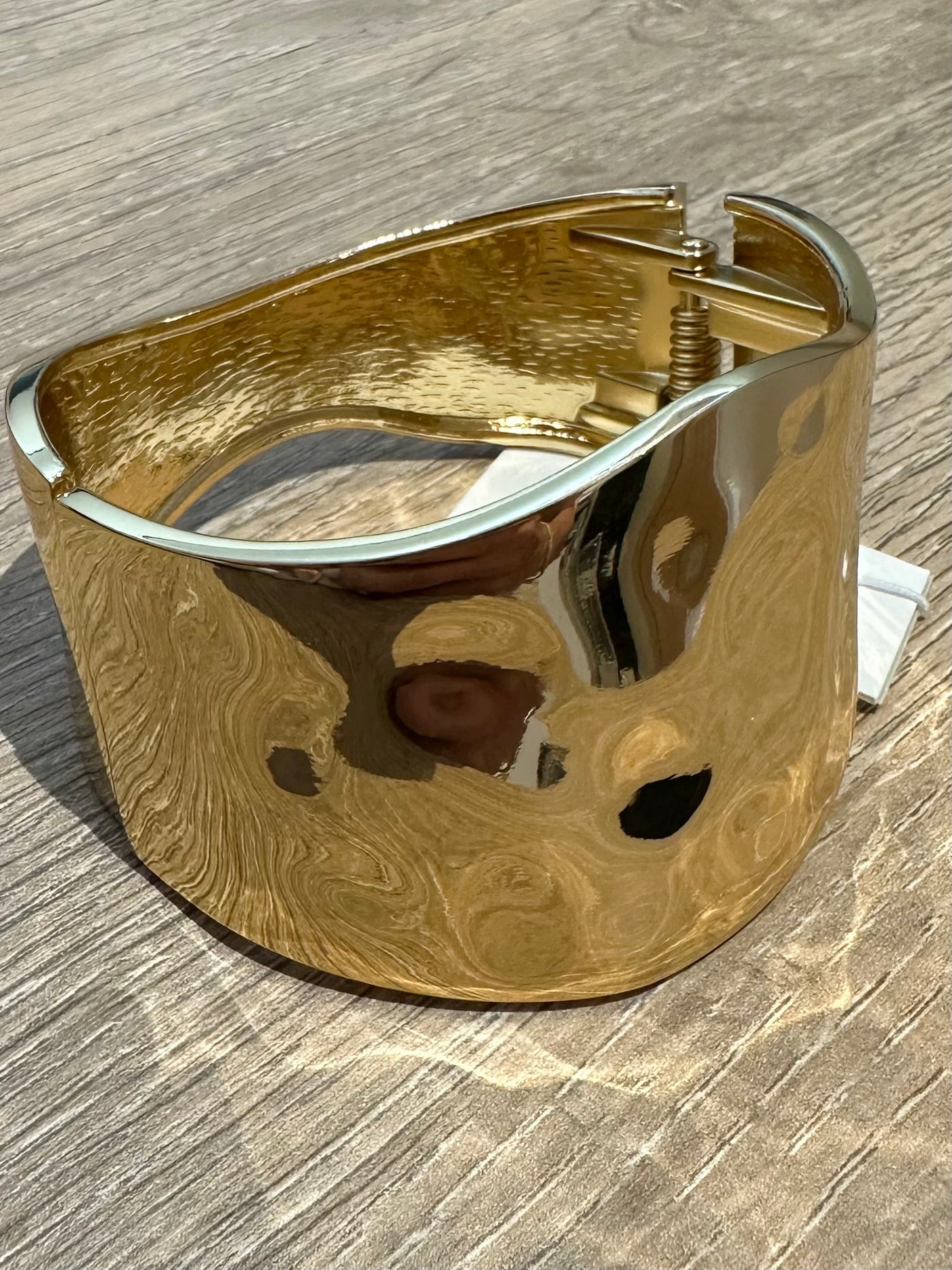 Gold Large Hammered Bangle